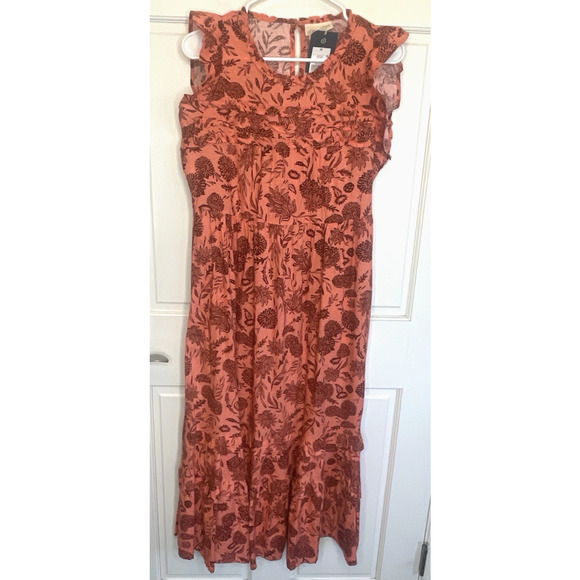 NEW Universal Thread Women's Boho Tiered Maxi Dress Sz M Flutter Slv Ruffles NWT - Picture 1 of 15